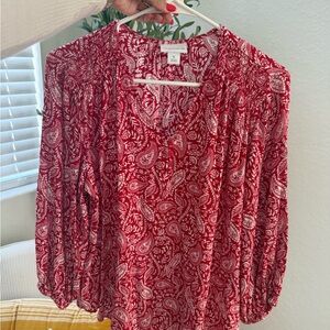 Liz Claiborne Red Paisley Blouse